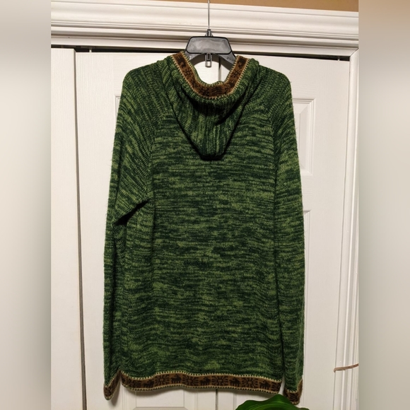 Green Mens Handmade Alpaca Wool Pancho L/XL - Picture 2 of 4